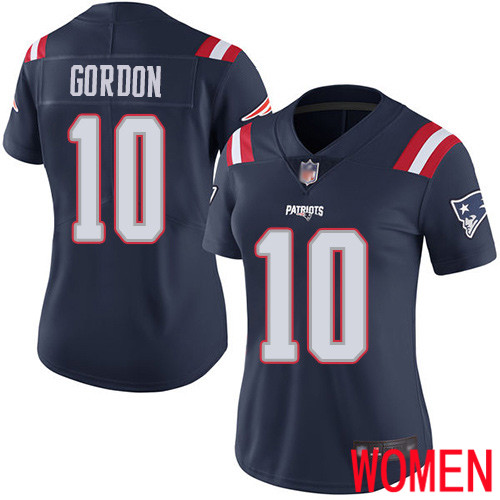 New England Patriots Football #10 Rush Vapor Limited Navy Blue Women Josh Gordon NFL Jersey->new england patriots->NFL Jersey